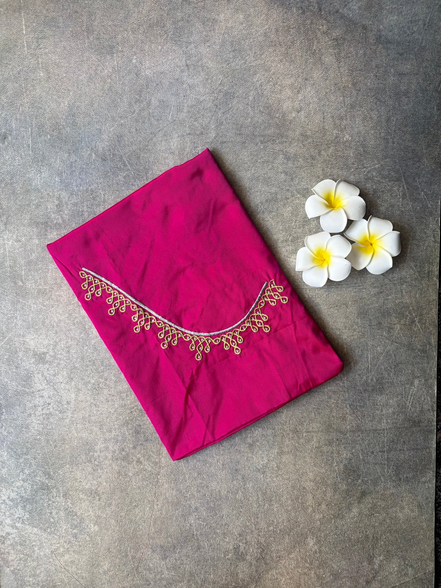 Kolam Embroidery Work Silk Blouse Piece Pink | TLL357