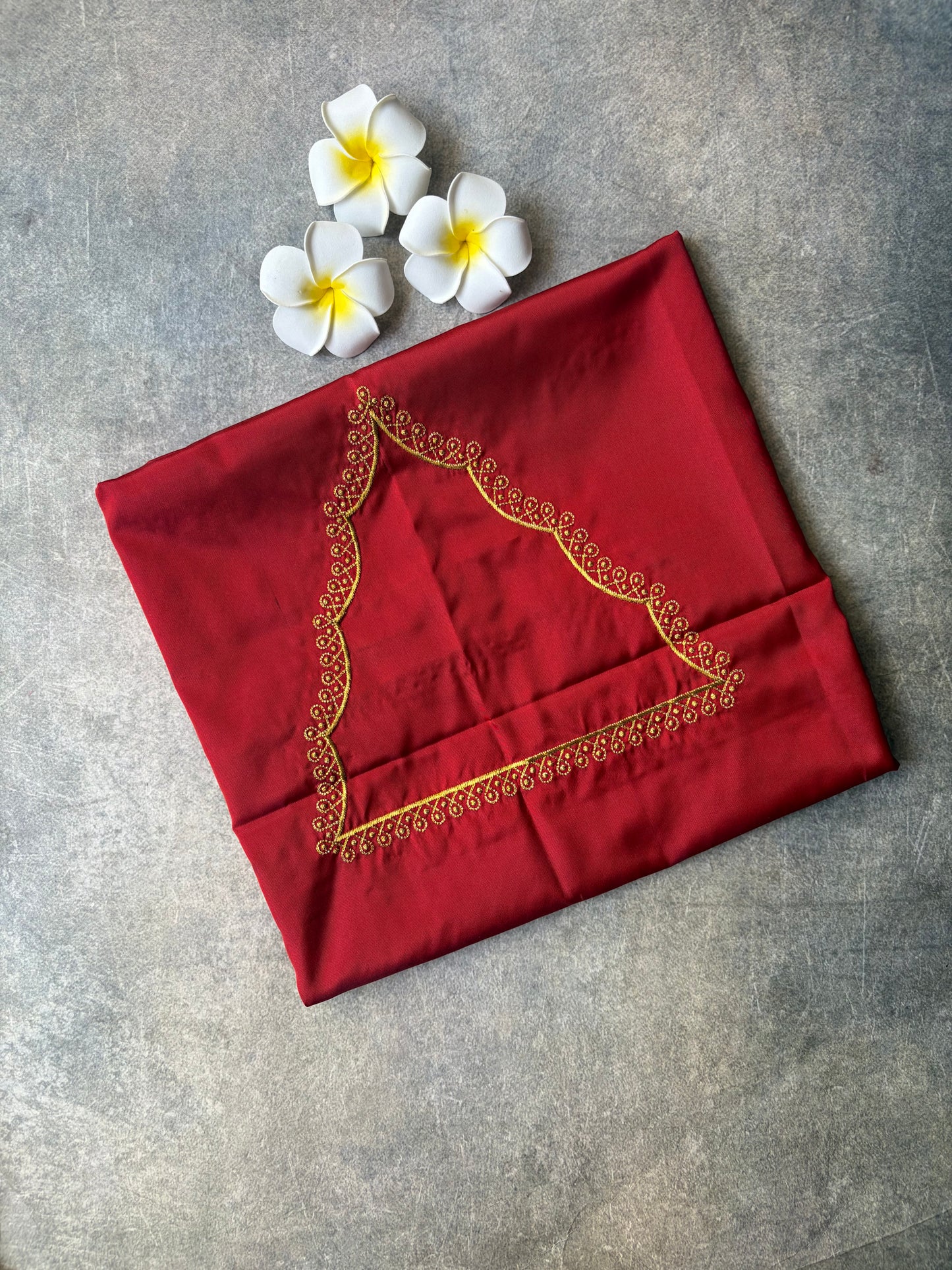 Kolam Embroidery Work Silk Blouse Piece Brownish-Red | TLL362