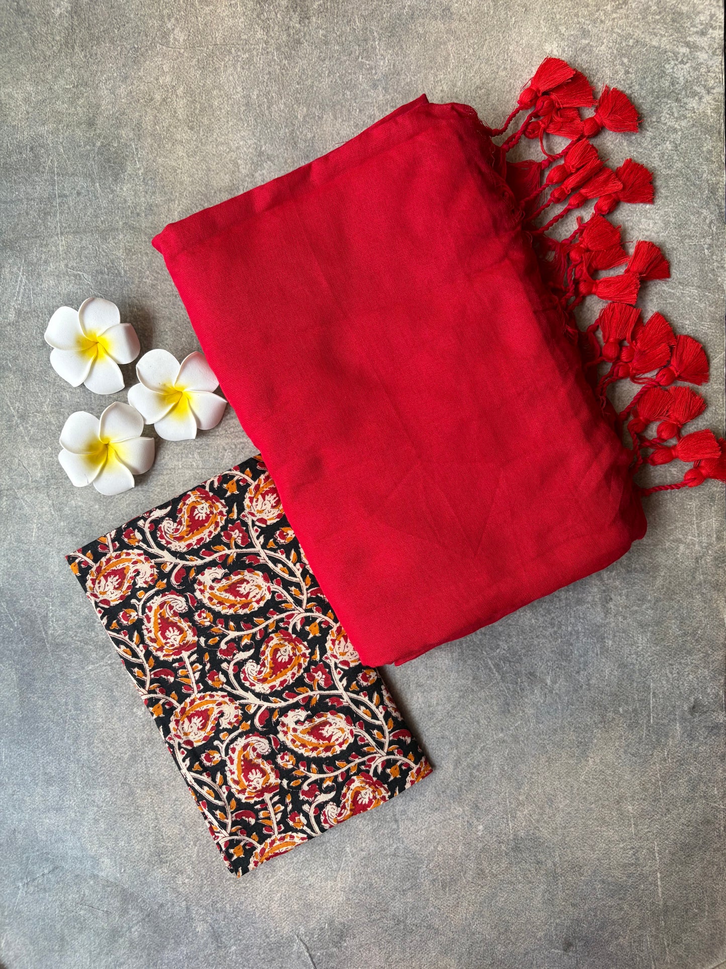 Khadi Cotton Saree Red | TLL732