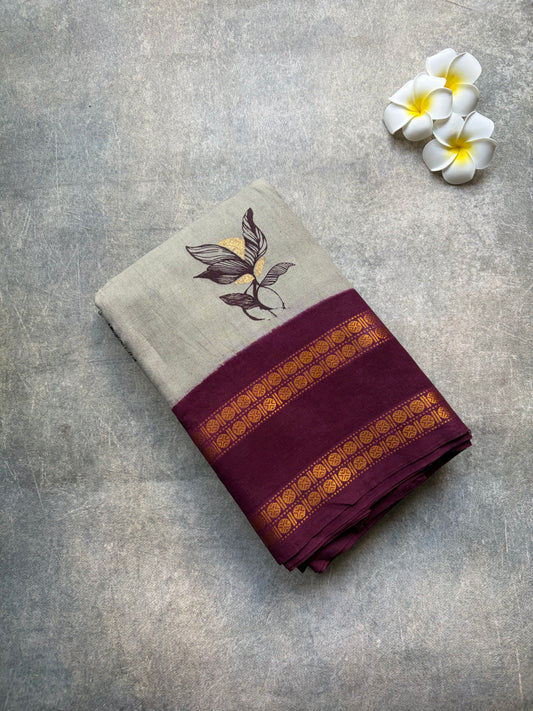 Soft Sungudi | Golden Moon Body with Grey