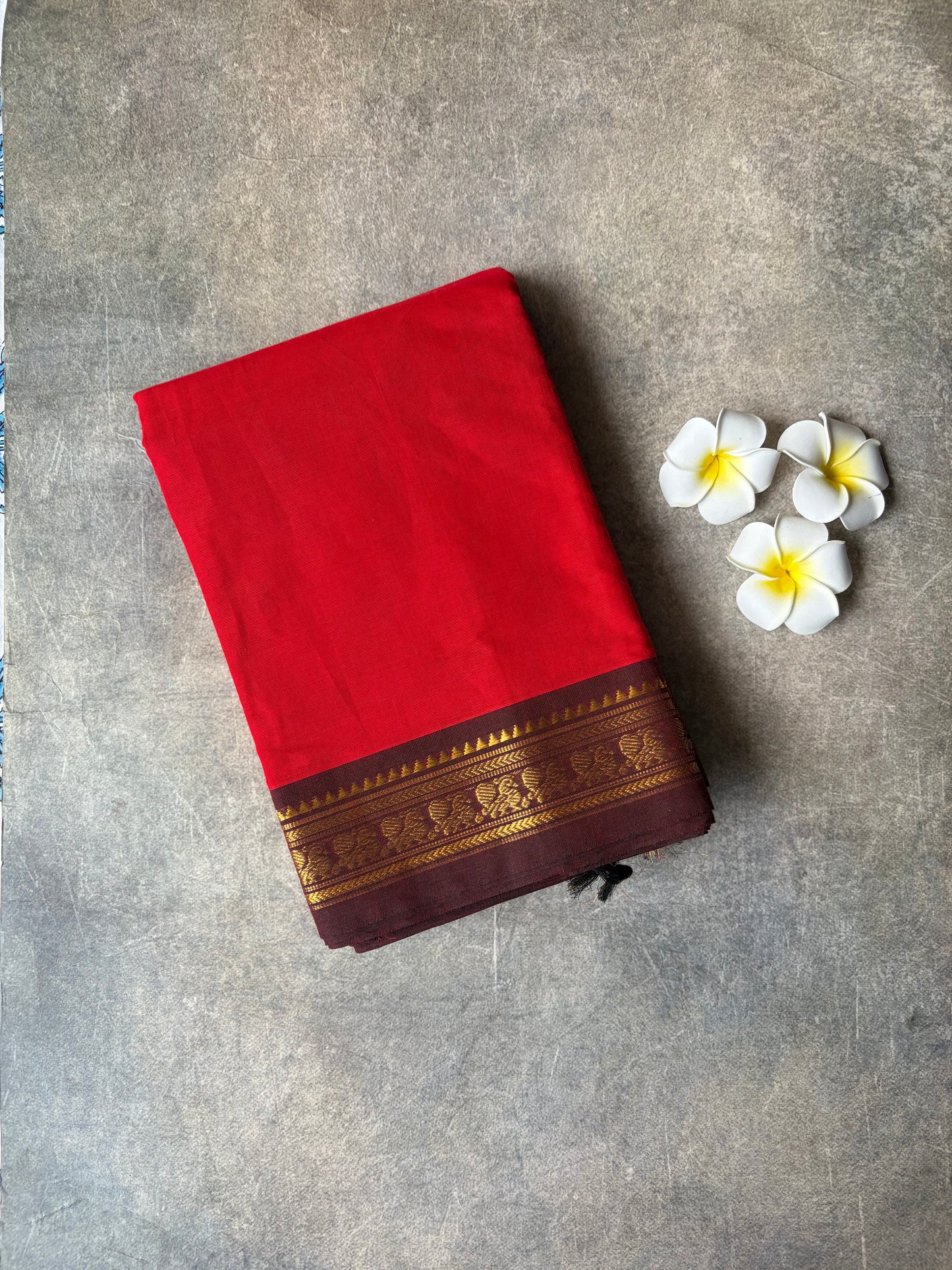 Kanchi Cotton Saree Red | TLL277