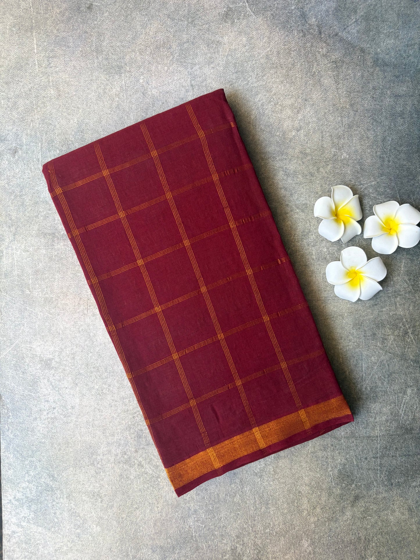 Kattam Sungudi Cotton Saree Maroon | TLL406