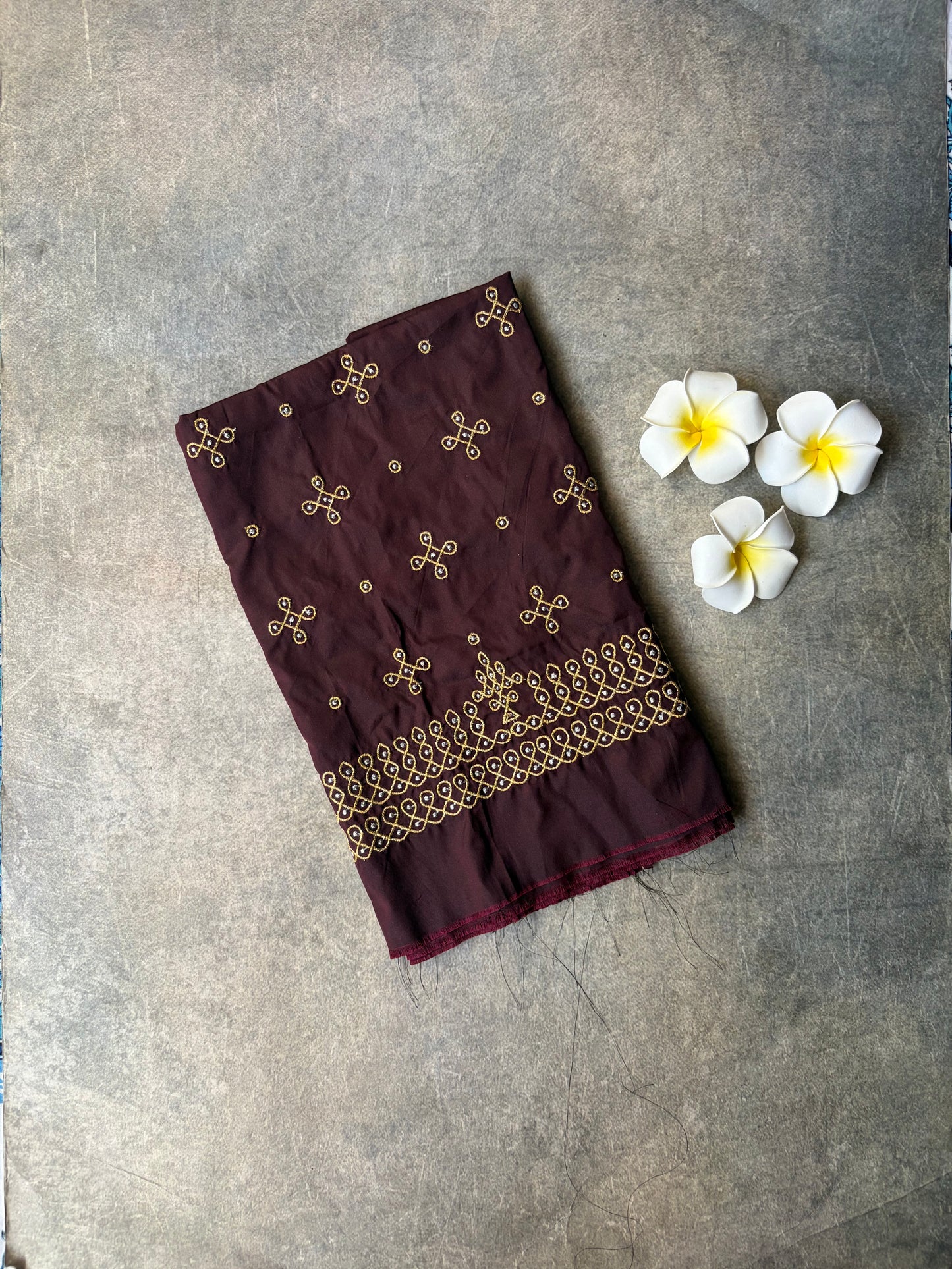 Kolam Embroidery Work Silk Blouse Piece Dark Maroon | TLL355