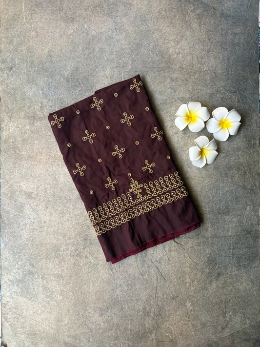 Kolam Embroidery Work Silk Blouse Piece Dark Maroon | TLL355