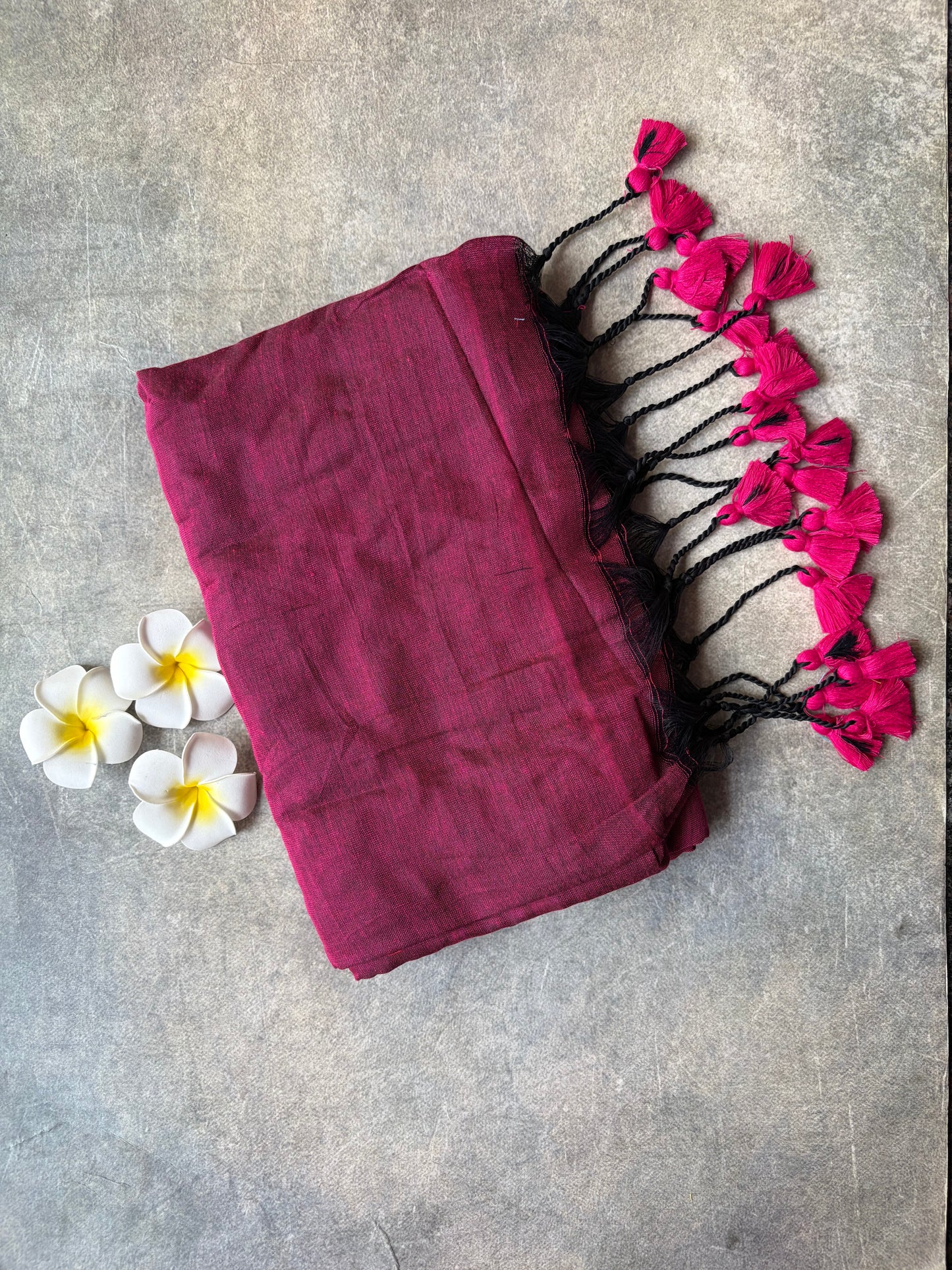 Khadi Cotton Saree Wine Red | TLL725