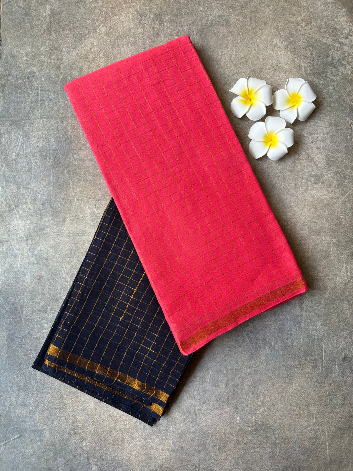 Golden Checked Pink Sungudi Saree Simple Border| TLL685