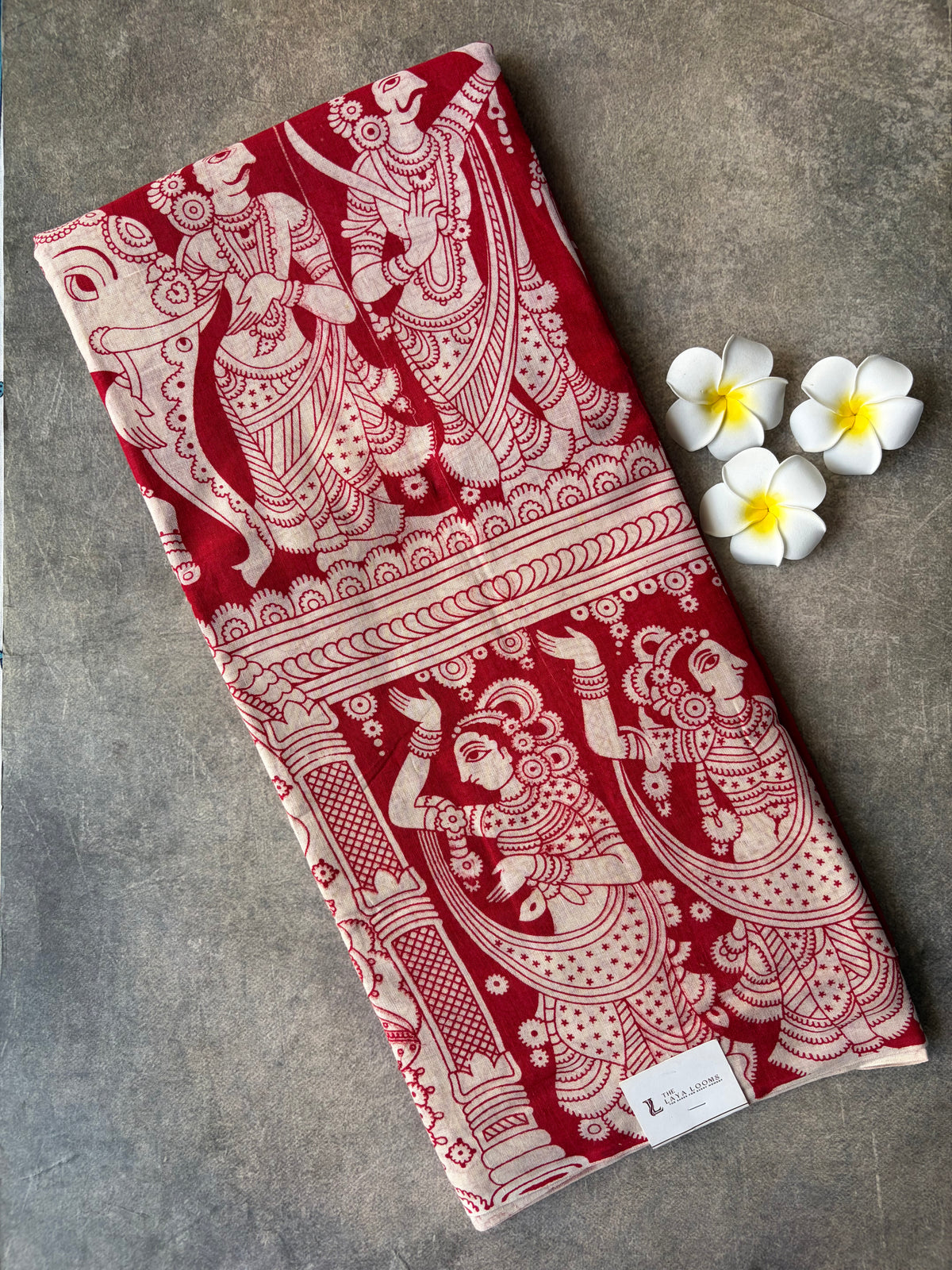 Traditional Kalamkari Soft Cotton Saree Red | TLL618