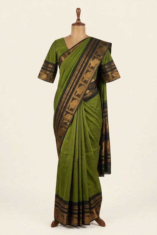 Plain Sungudi Cotton Saree Green | TLL304