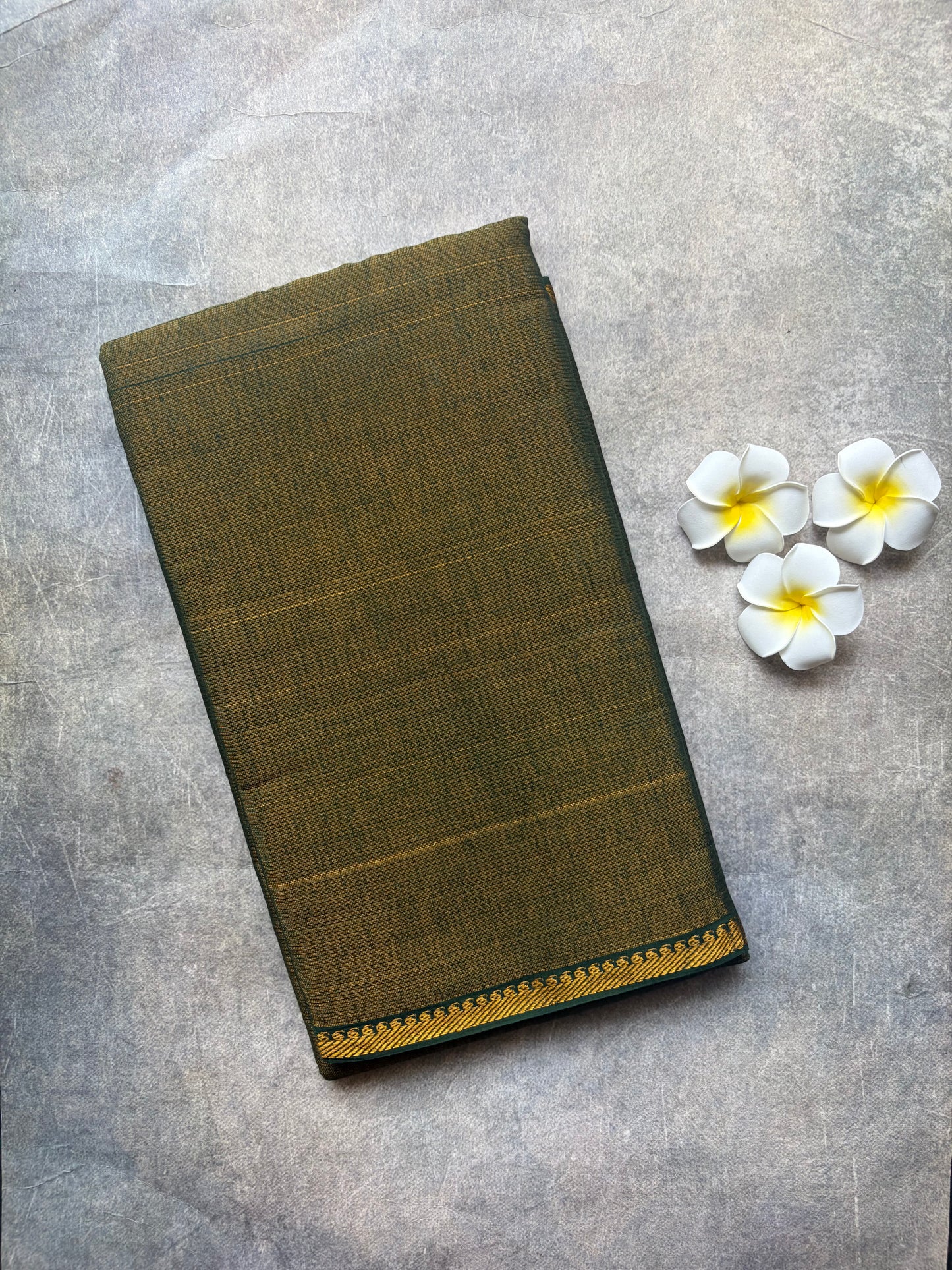 Tissue Sungudi Cotton Saree Dark Green | TLL383