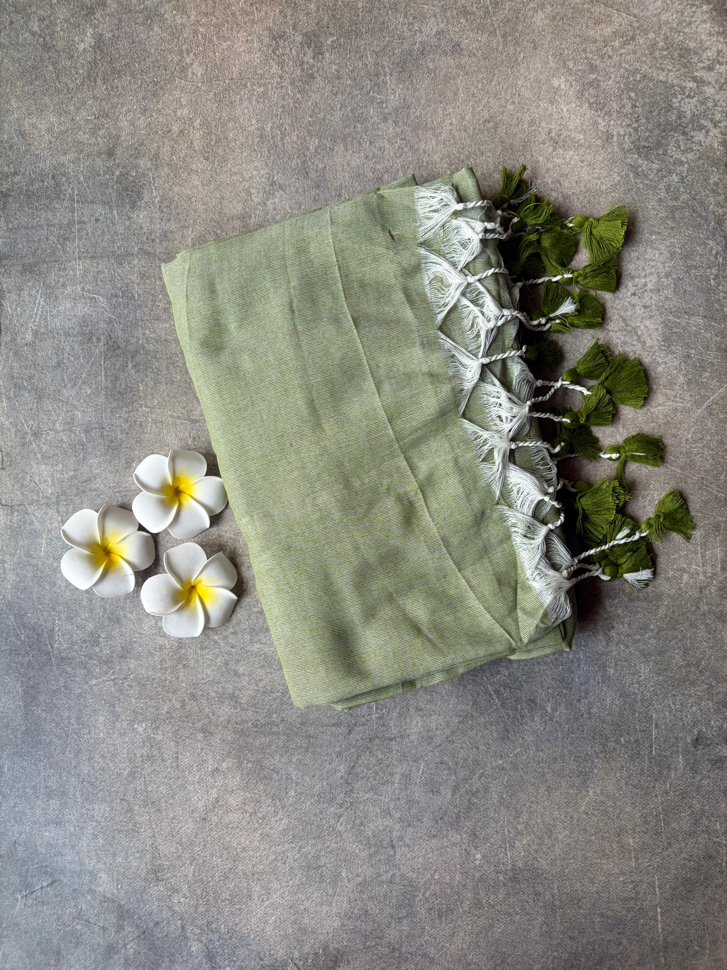 Khadi Cotton Saree Olive Green | TLL720