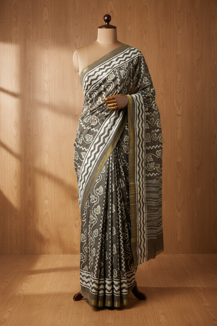 Daily Wear Soft Cotton Saree Cement Colour Under Budget | TLL229