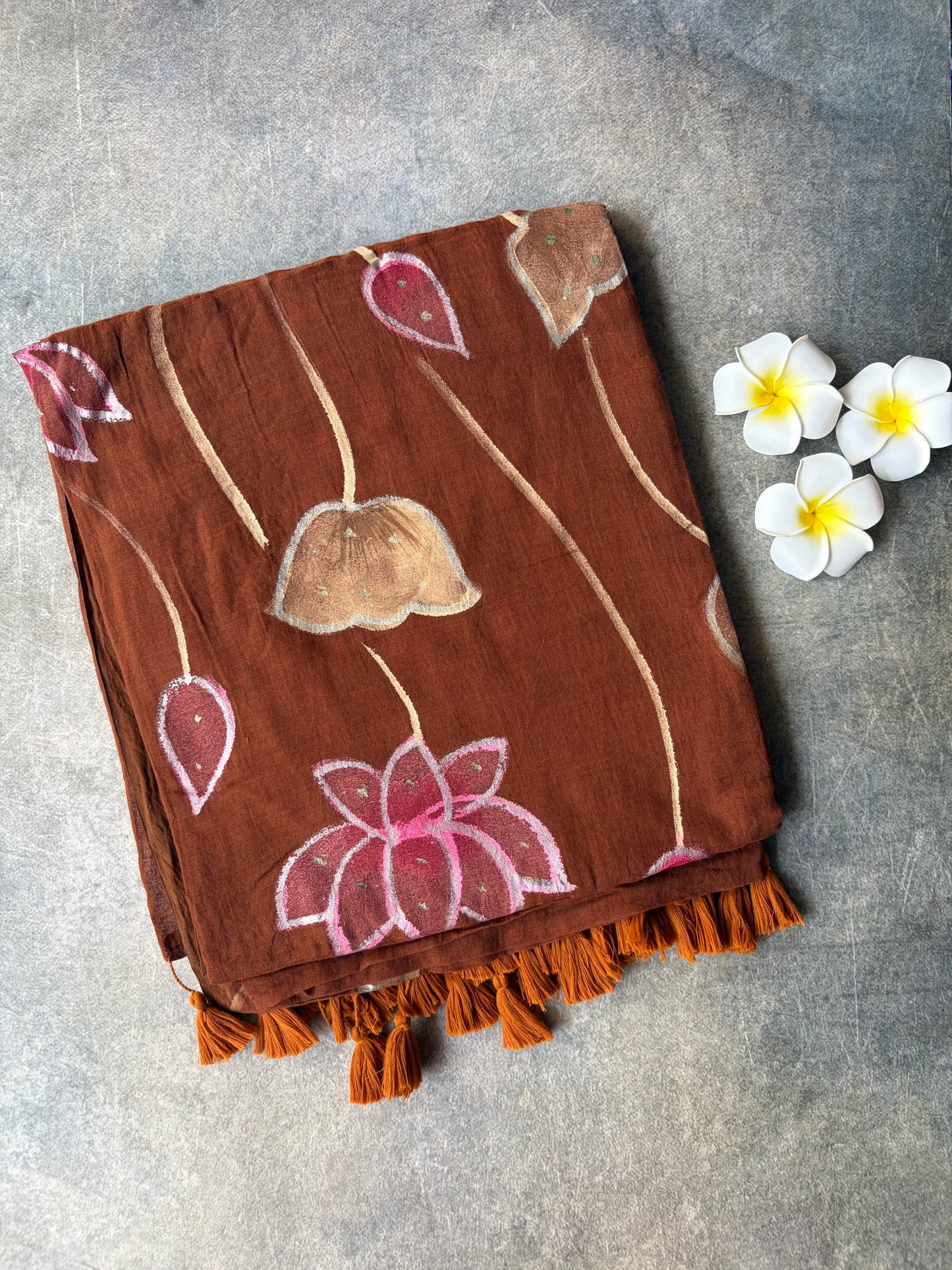 Hand Painted Mul Mul Cotton Saree | TLL521
