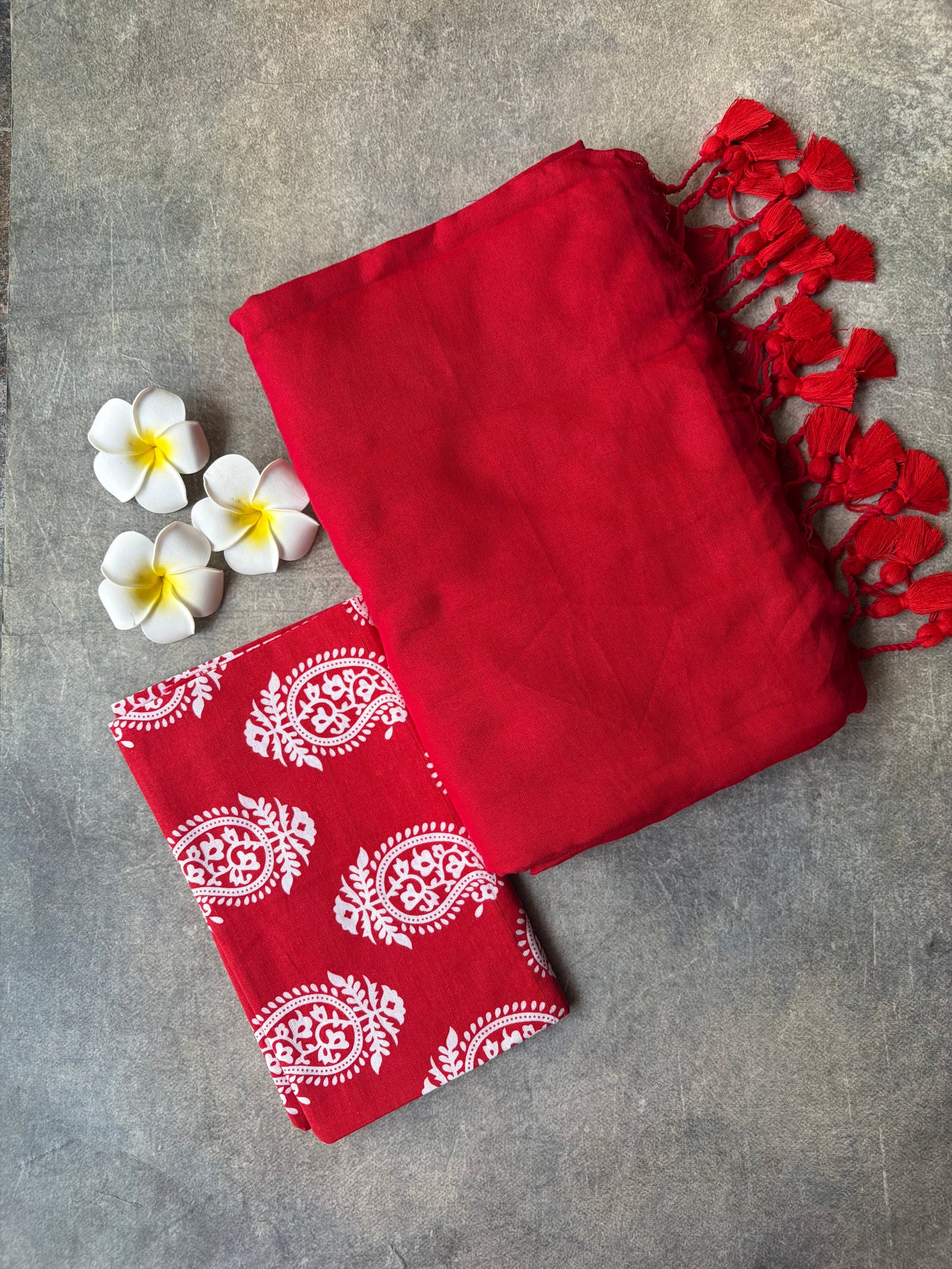 Khadi Cotton Saree Red | TLL732