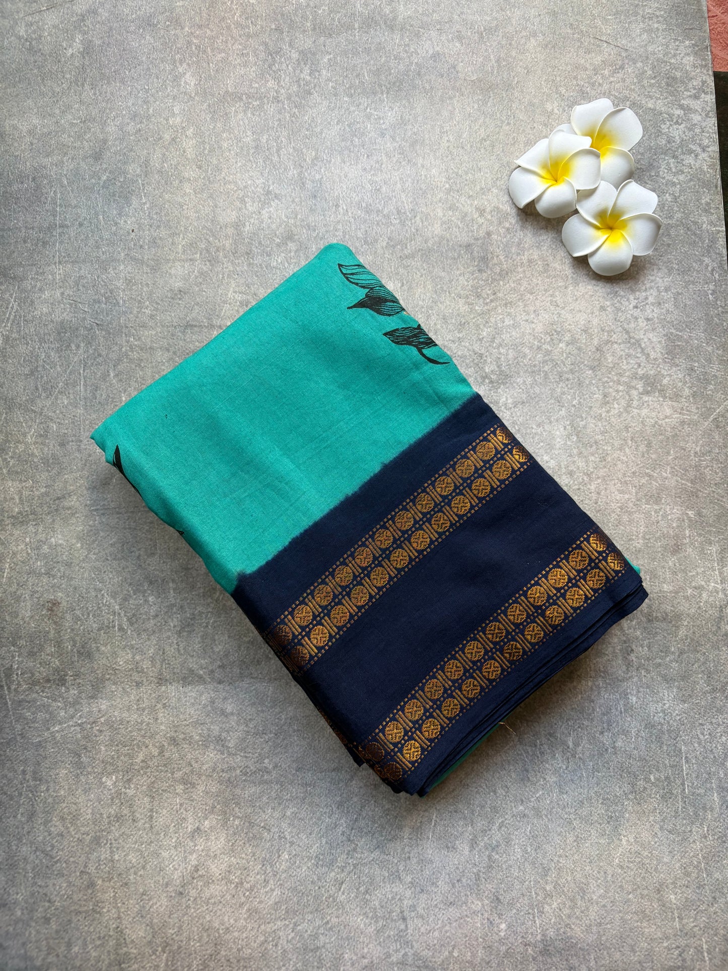 Soft Sungudi | Rama Blue Body with Navy Blue Border