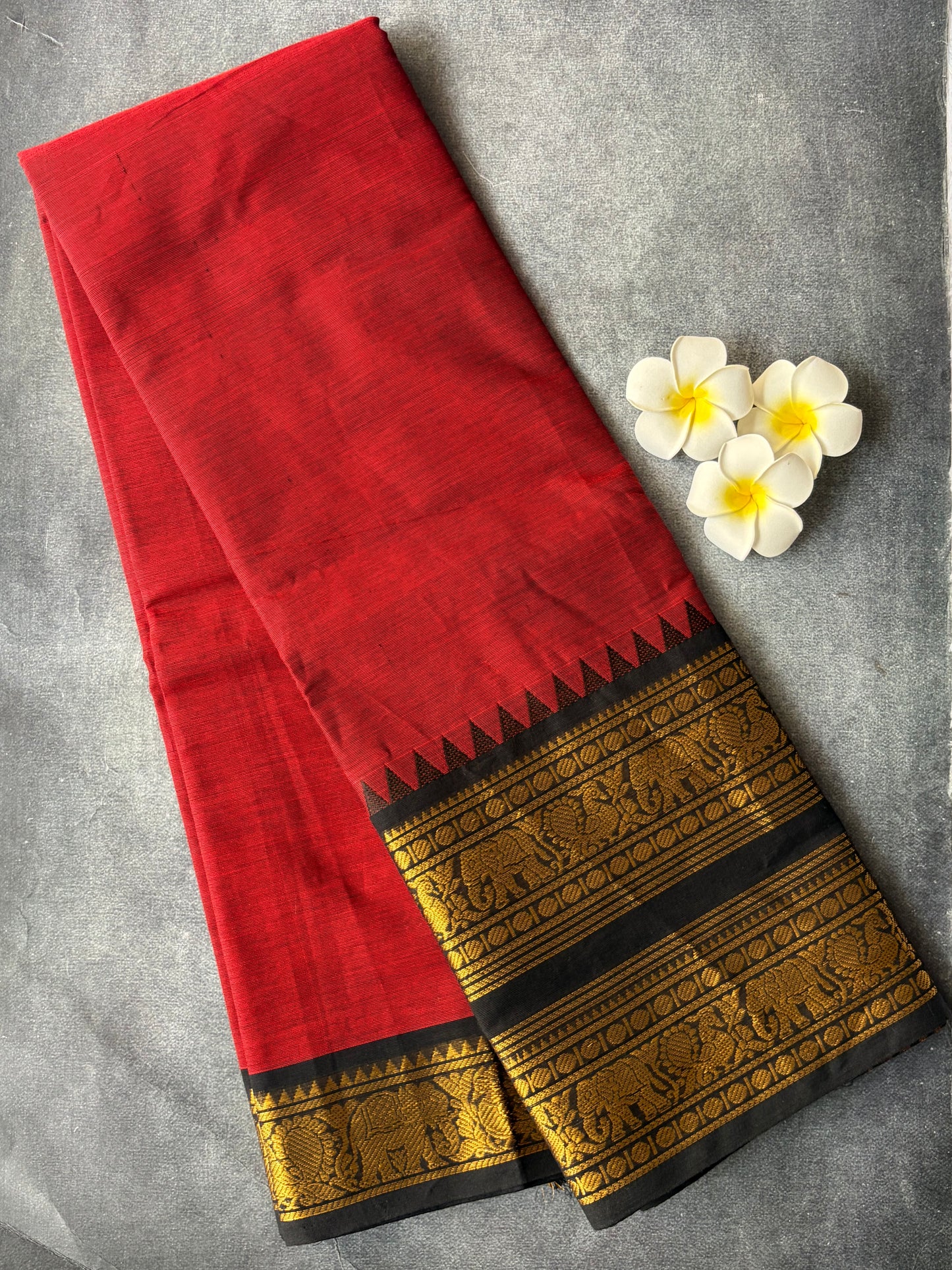 Kanchi Cotton Saree Red | TLL251