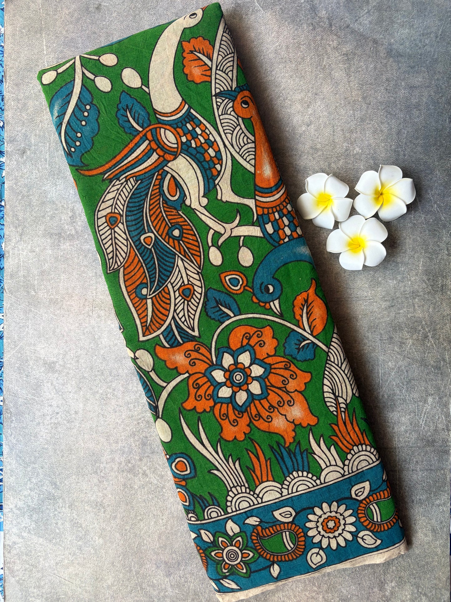Kalamkari Cotton Saree Green | TLL343