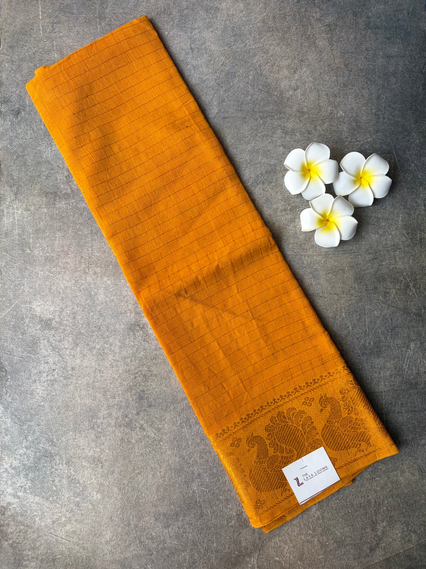 Yellow Golden Checked Sungudi Cotton Blouse Piece | TLL233