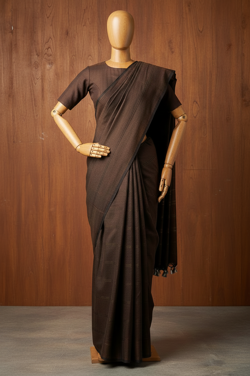 Brown Khadi Cotton Saree | TLL222