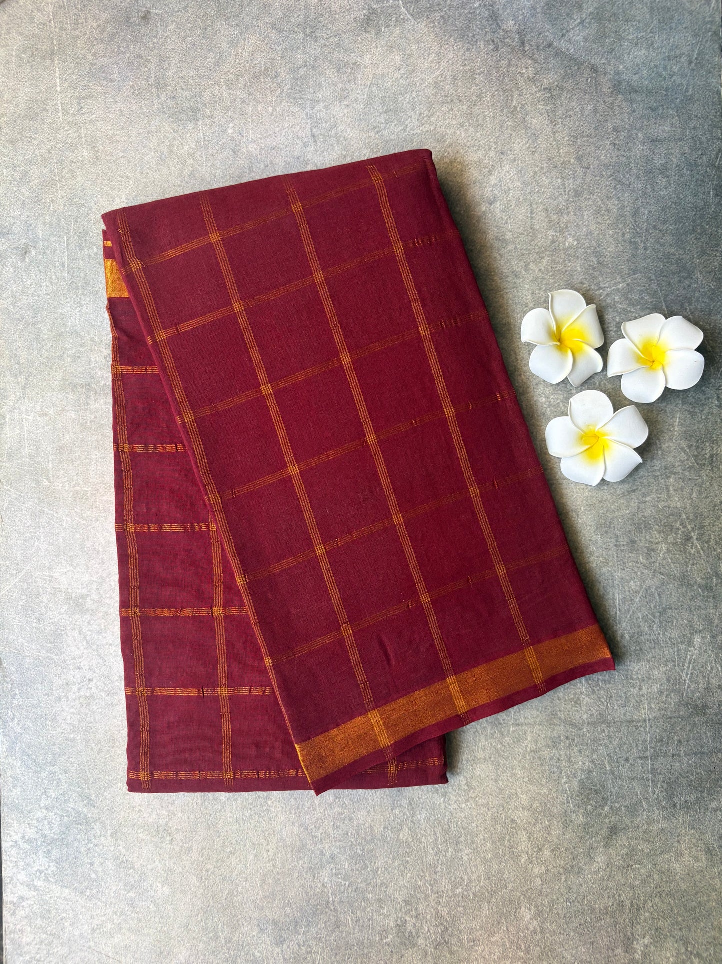 Kattam Sungudi Cotton Saree Maroon | TLL406