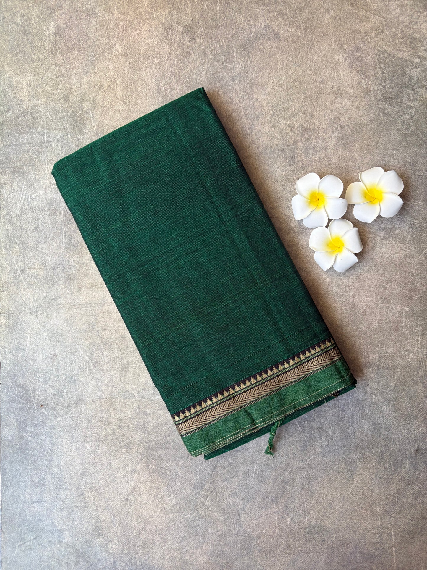 Narayanpet Cotton Saree Dark Green | TLL455