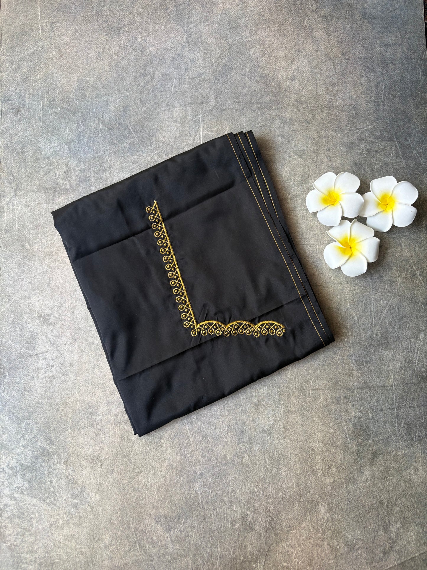 Kolam Embroidery Work Silk Blouse Piece Balck | TLL363