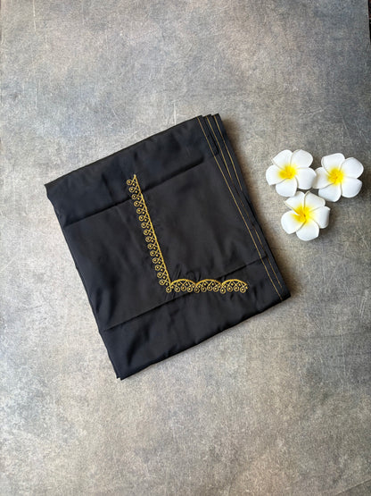 Kolam Embroidery Work Silk Blouse Piece Balck | TLL363