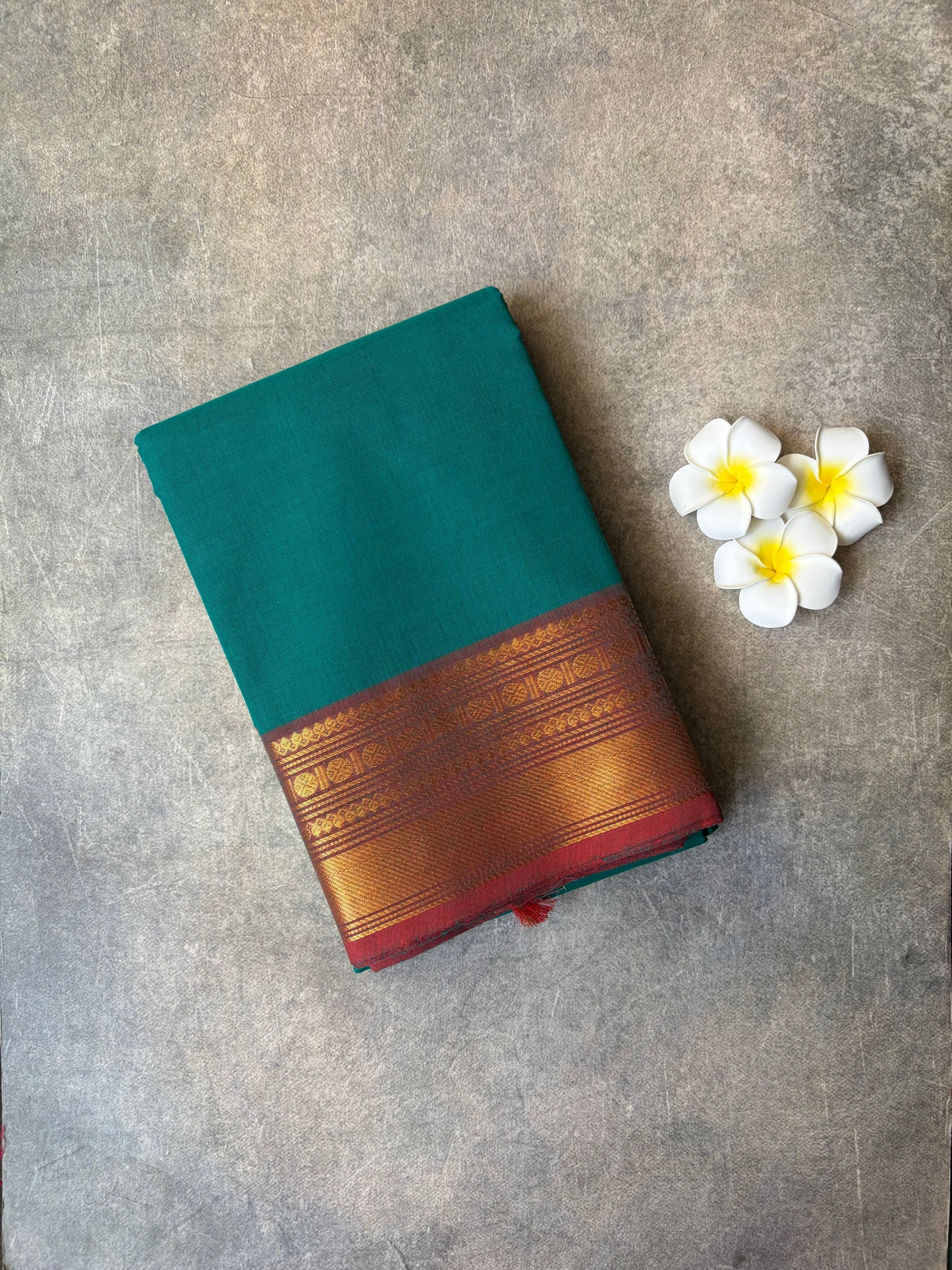 Kanchi Cotton Saree Teal Green | TLL365