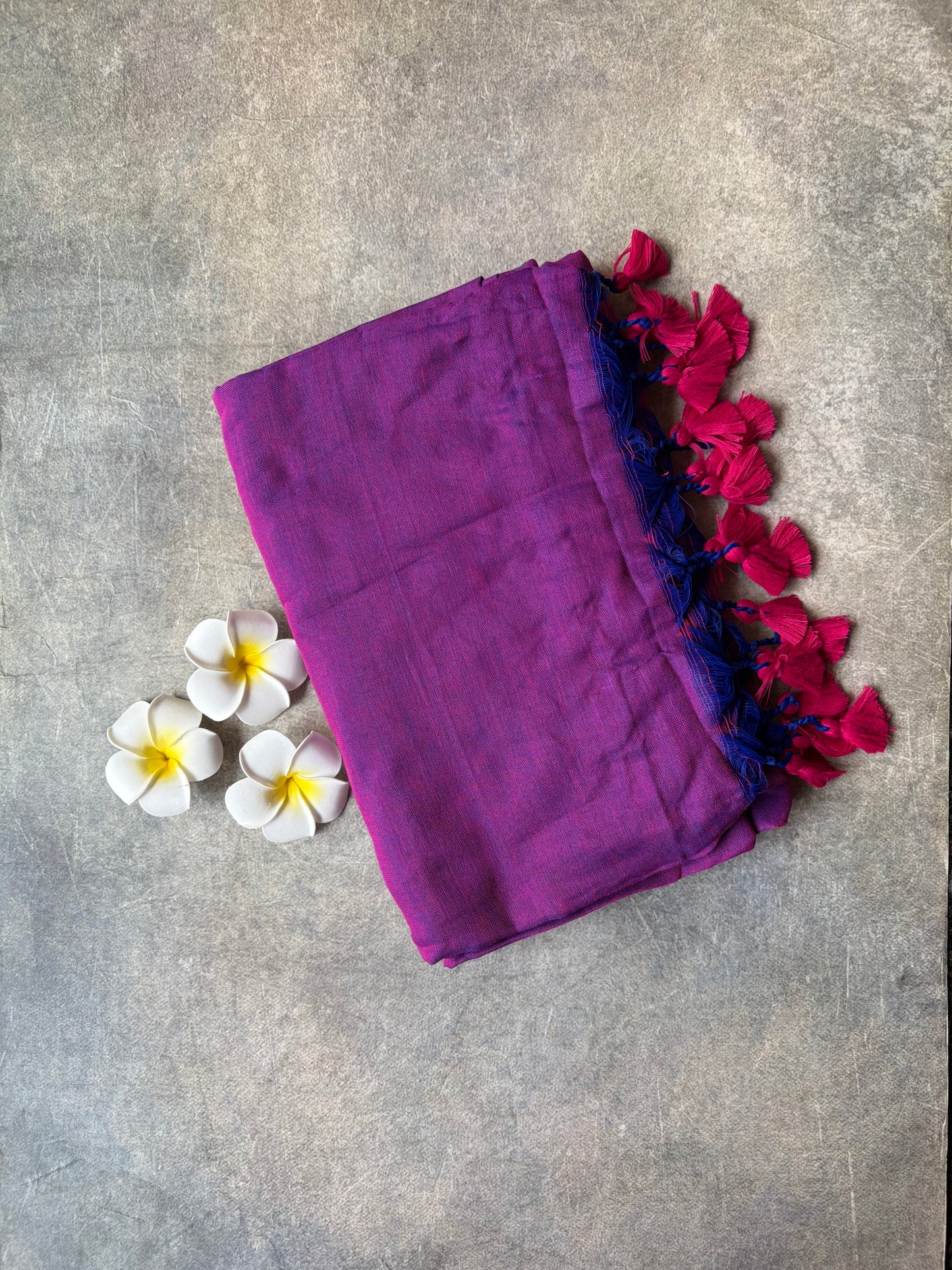 Khadi Cotton Saree Magenta-Purple | TLL719