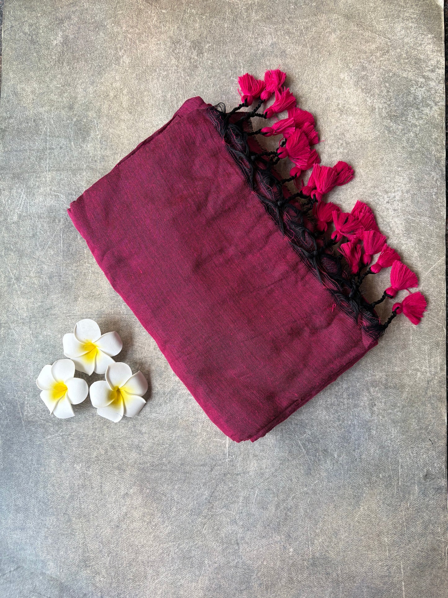 Khadi Cotton Saree Magenta | TLL730