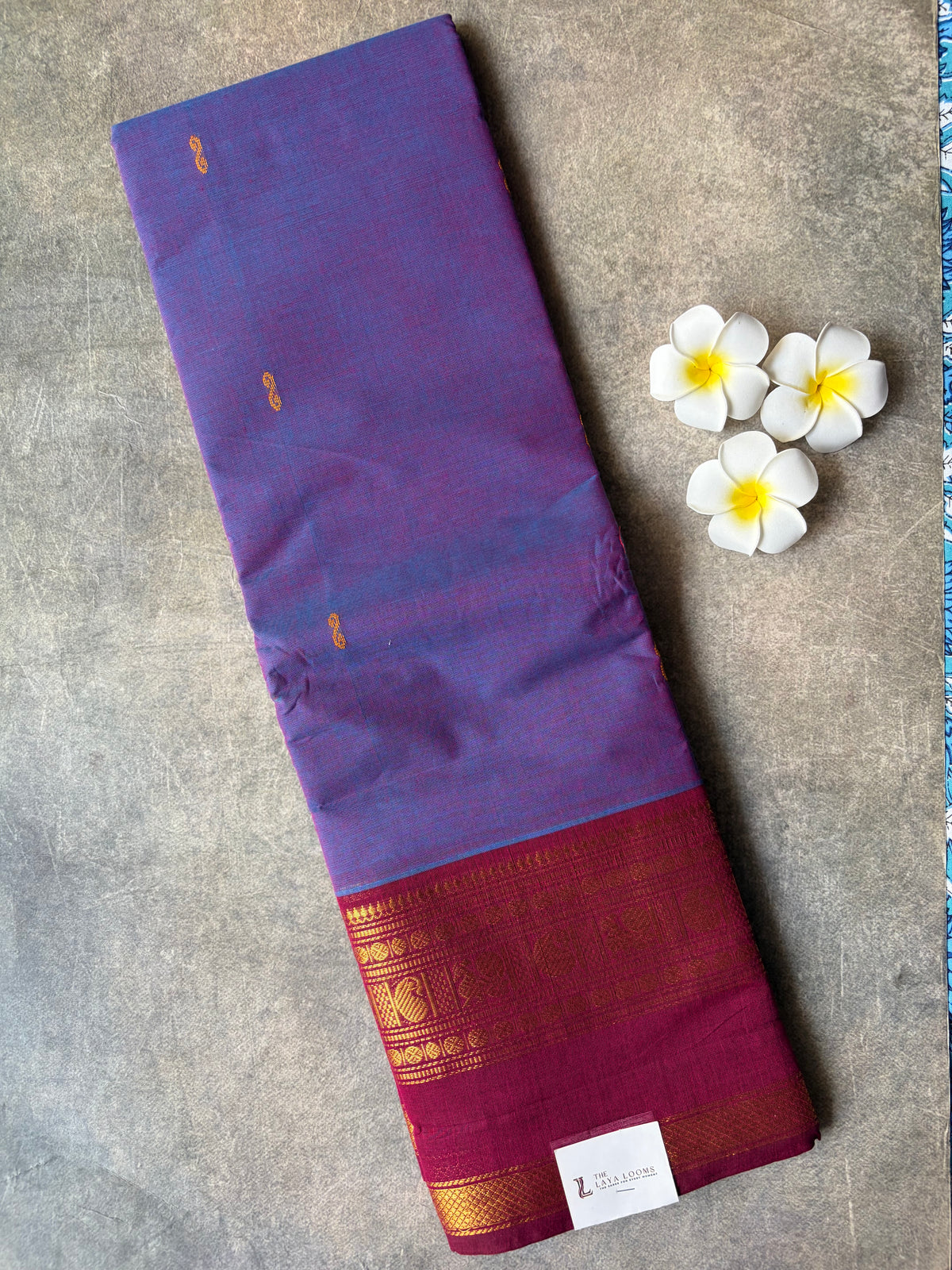 Kanchi Cotton Saree Purple and Blue | TLL655