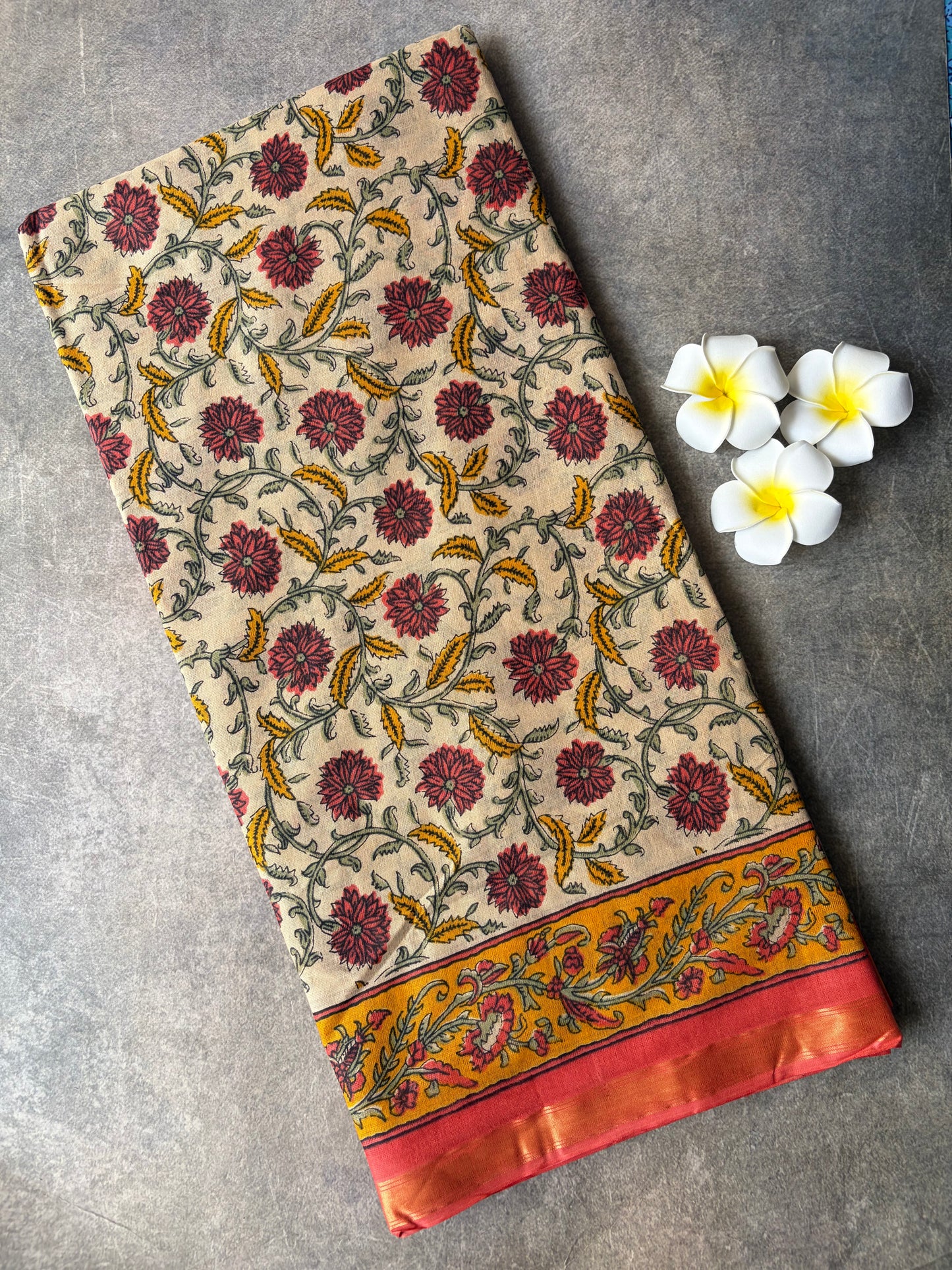 Daily Wear Soft Cotton Saree Cream Colour Undrer Budget | TLL223