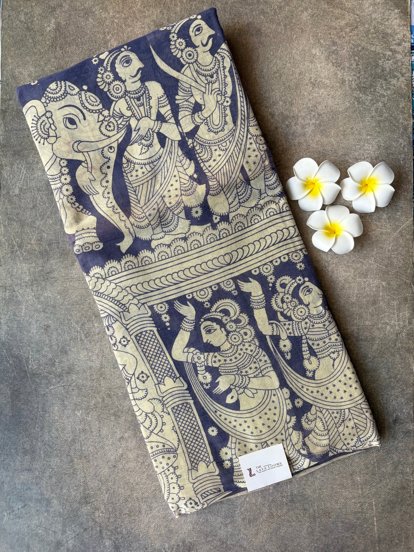 Traditional Kalamkari Soft Cotton Saree Blue | TLL620