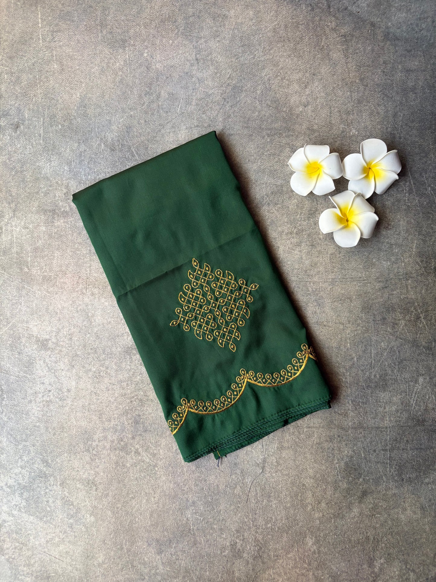 Kolam Embroidery Work silk Blouse Piece Bottle Green | TLL361