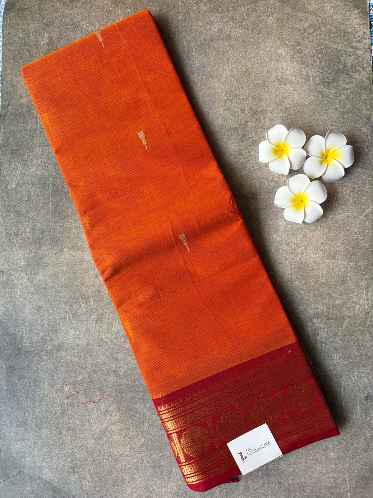 Kanchi Cotton Saree Orange | TLL653