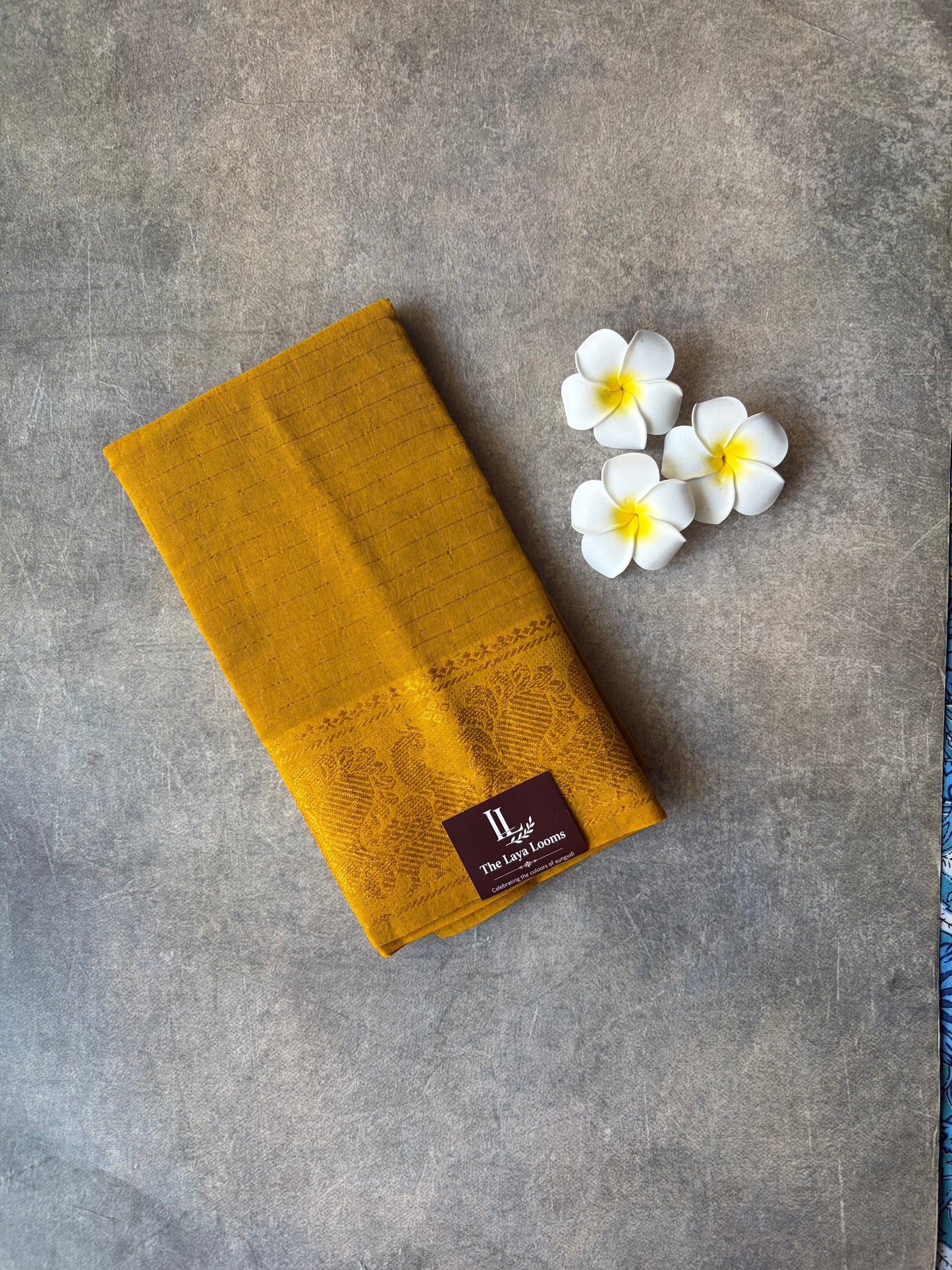 Mustard Yellow Golden Checked Sungudi Cotton Blouse Piece | TLL559