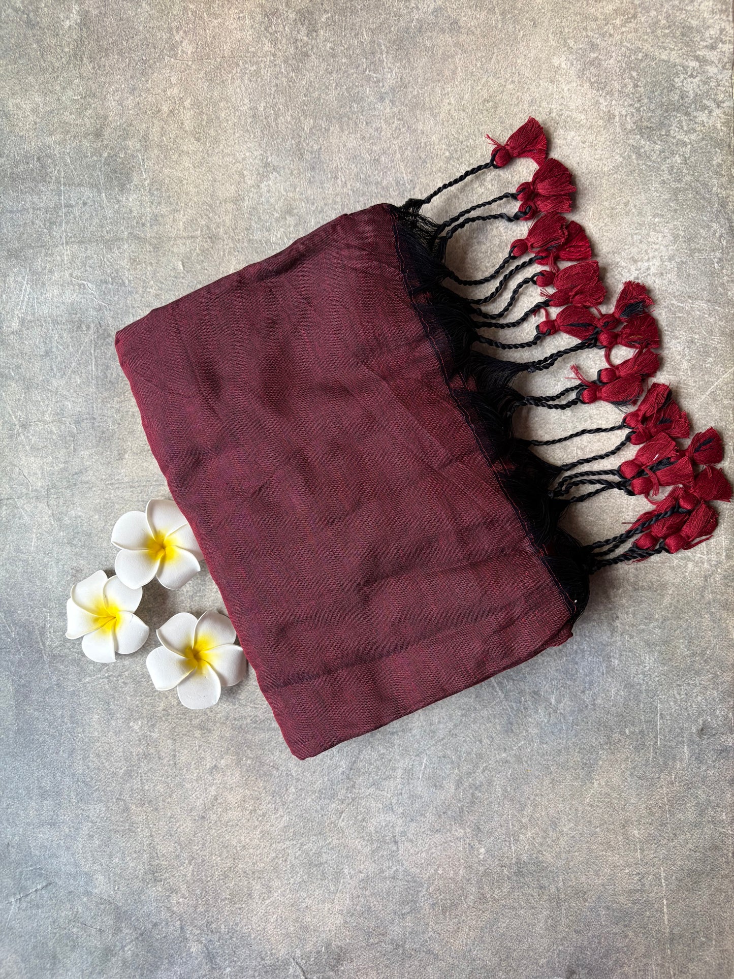 Khadi Cotton Saree Maroon | TLL721