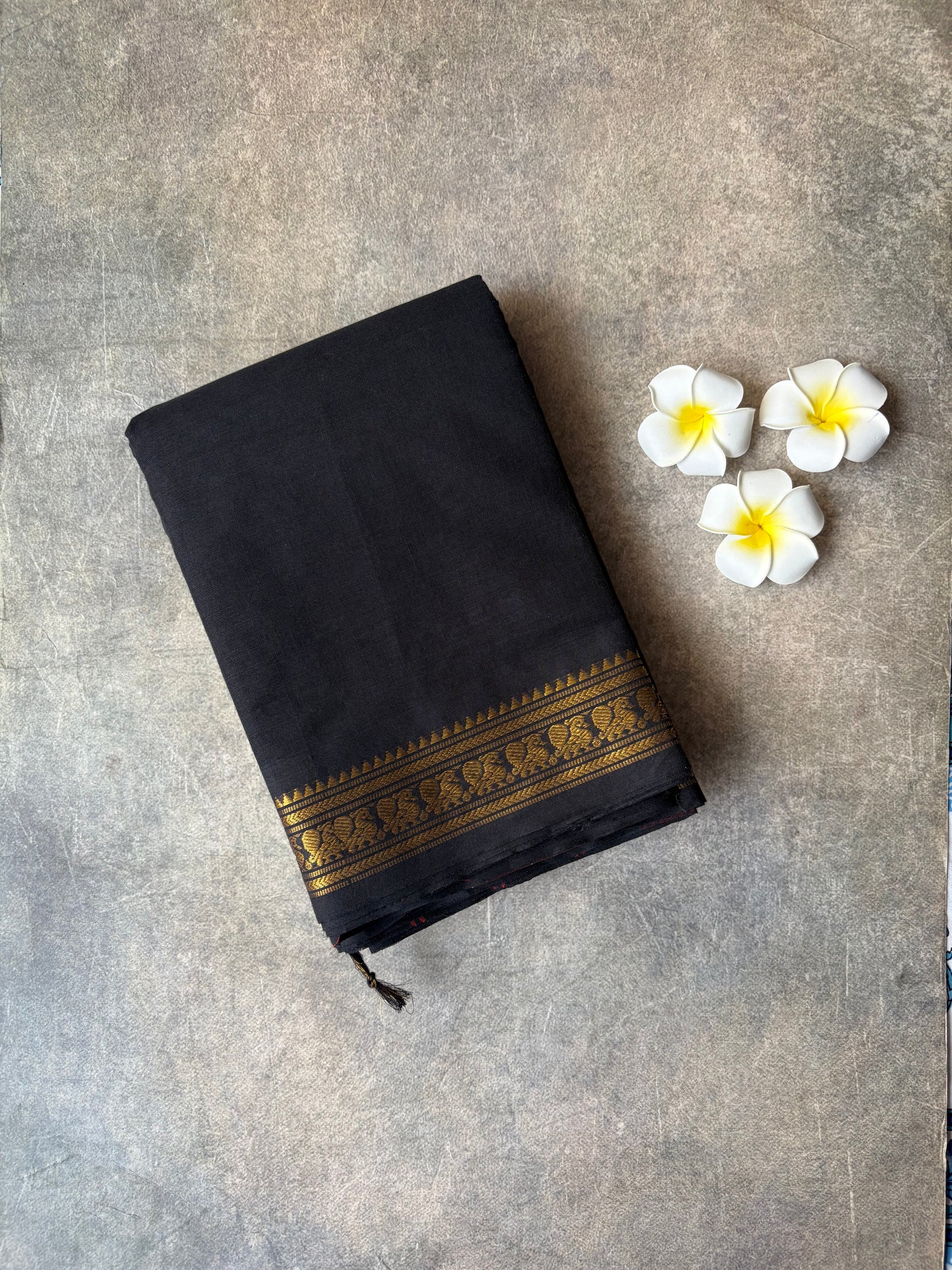 Kanchi Cotton Saree Black | TLL276