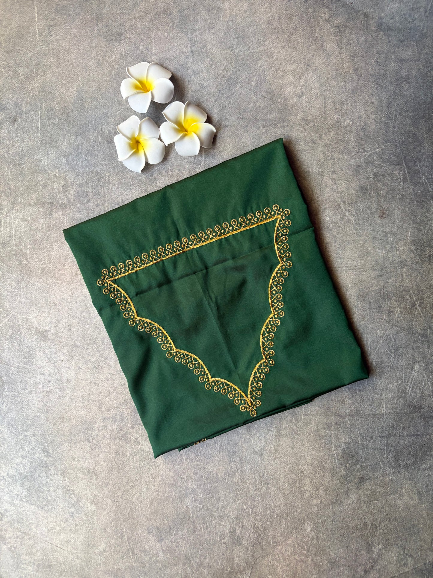 Kolam Embroidery Work silk Blouse Piece Bottle Green | TLL361