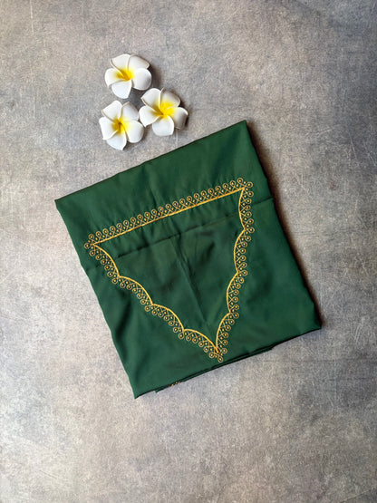 Kolam Embroidery Work silk Blouse Piece Bottle Green | TLL361