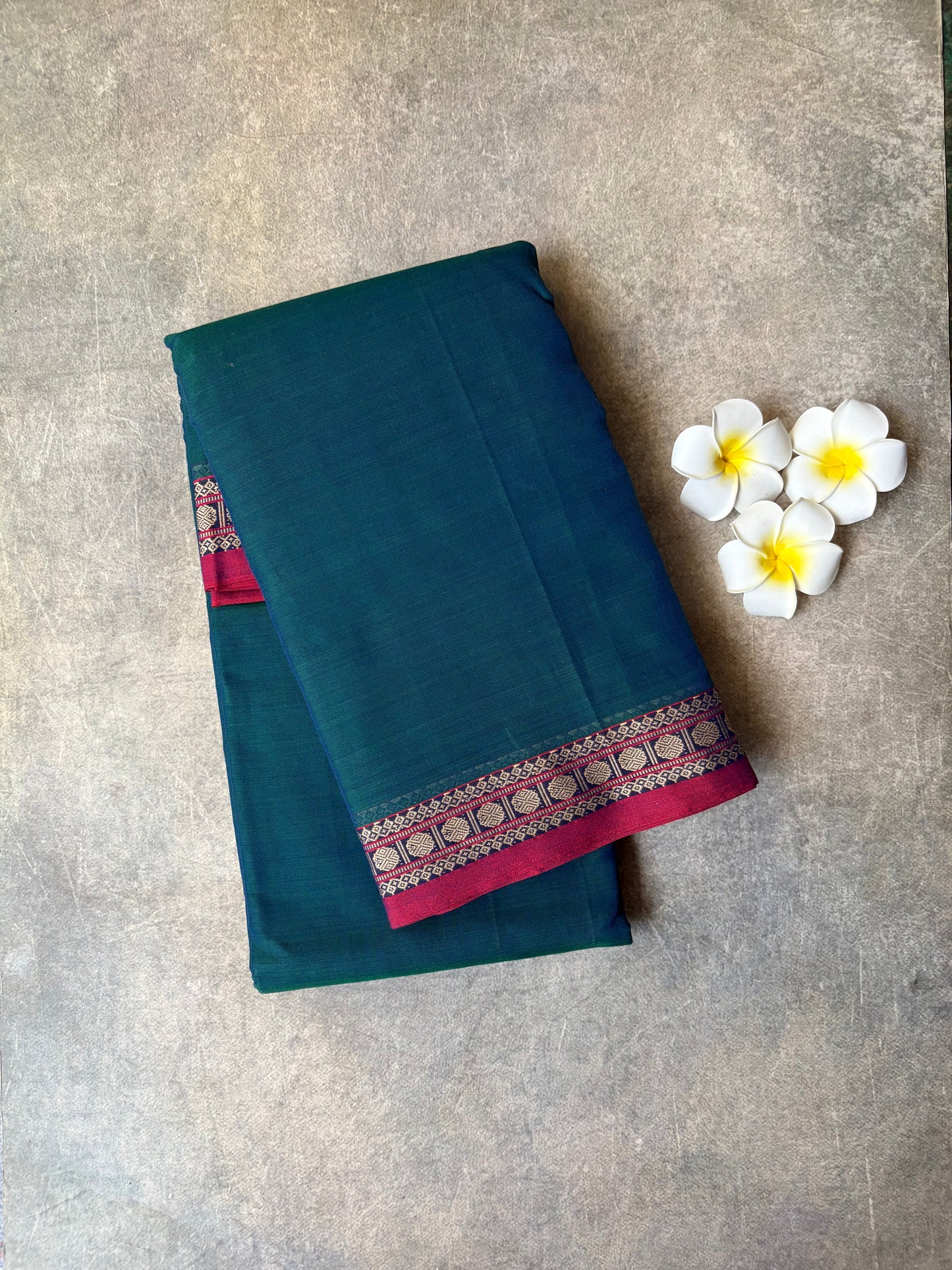 Narayanpet Cotton Saree Peacock Blue | TLL438