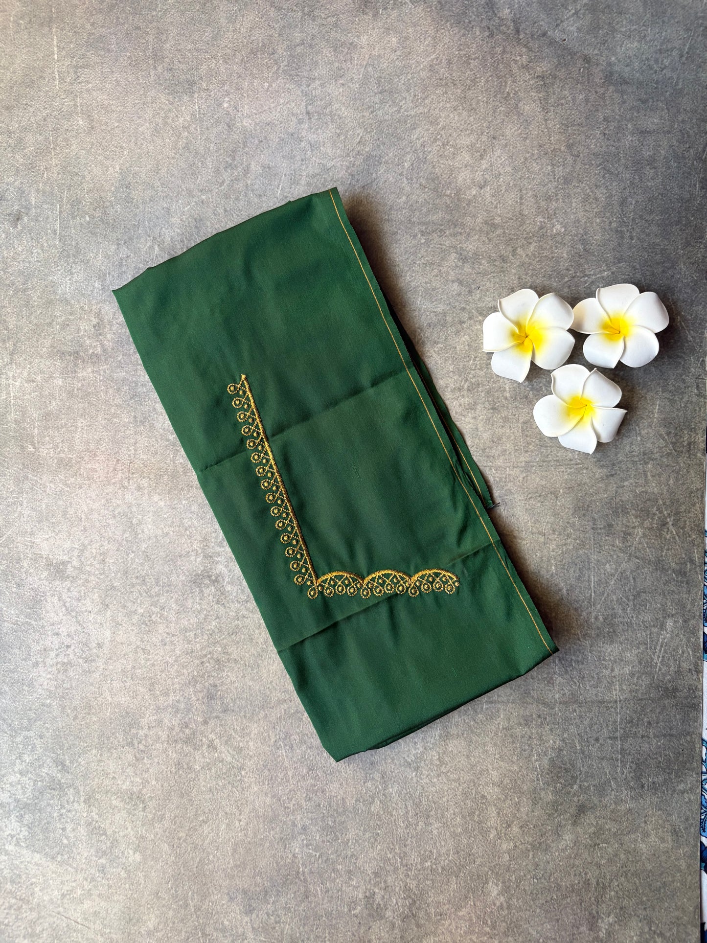 Kolam Embroidery Work silk Blouse Piece Bottle Green | TLL361
