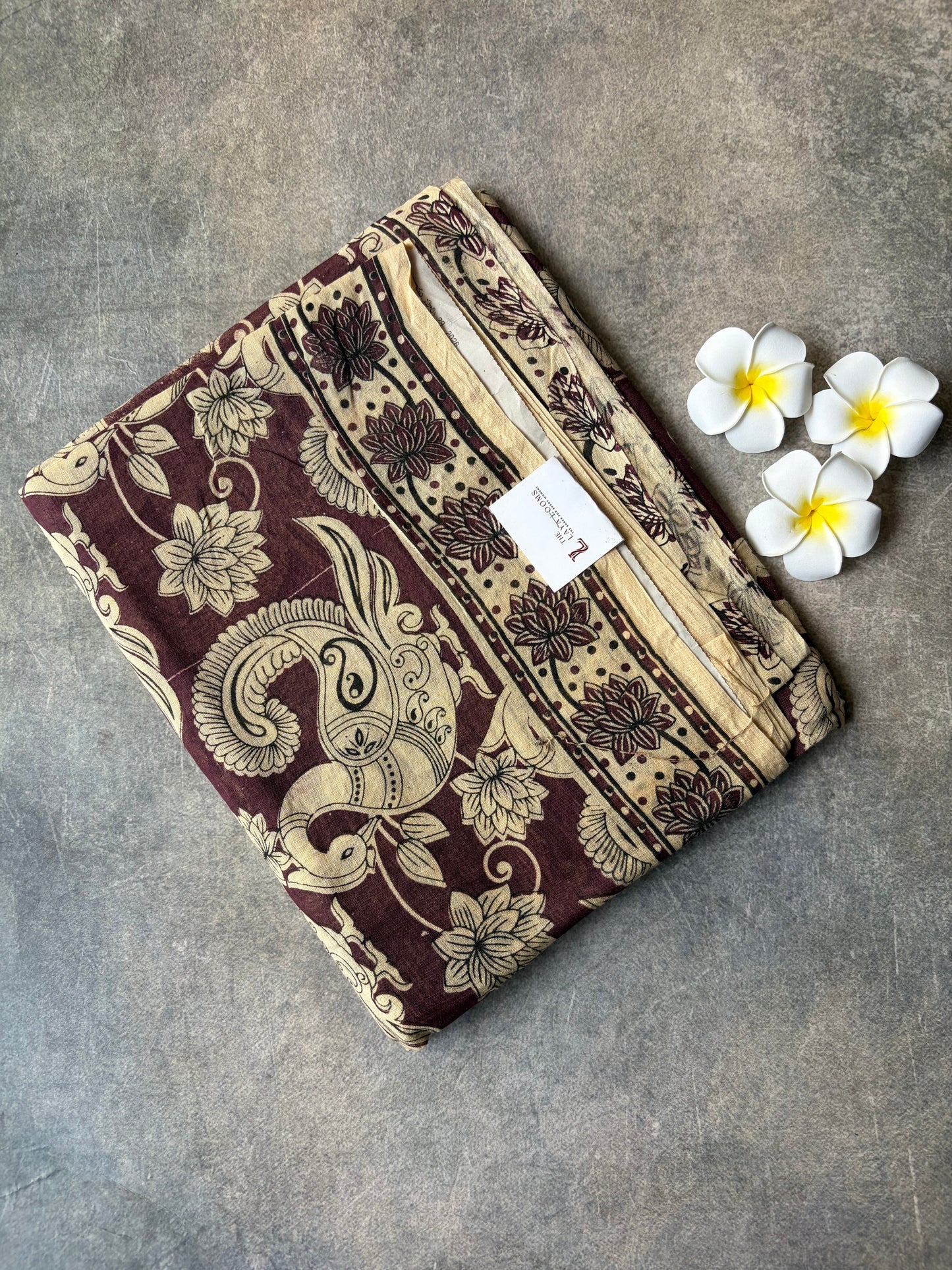 Kalamkari Mul Mul Cotton Saree Maroon | TLL609