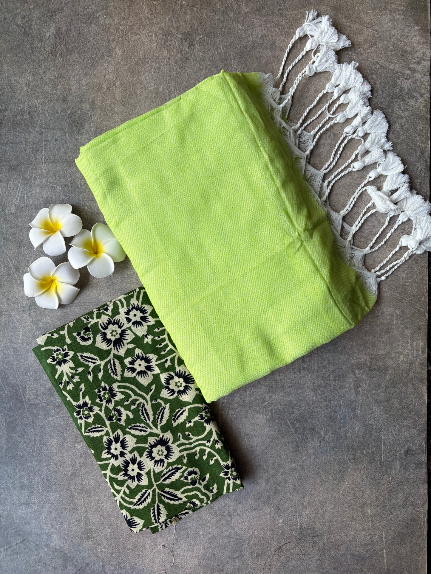 Khadi Cotton Saree Pista Green | TLL736