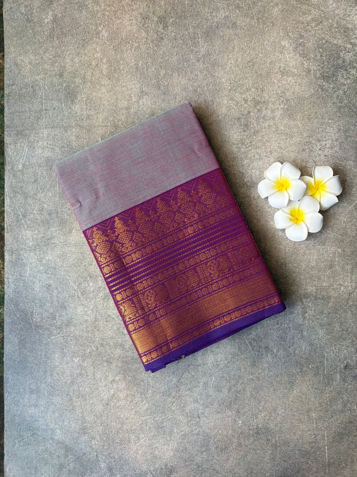 Kanchi Cotton Saree Greyish-Purple | TLL366