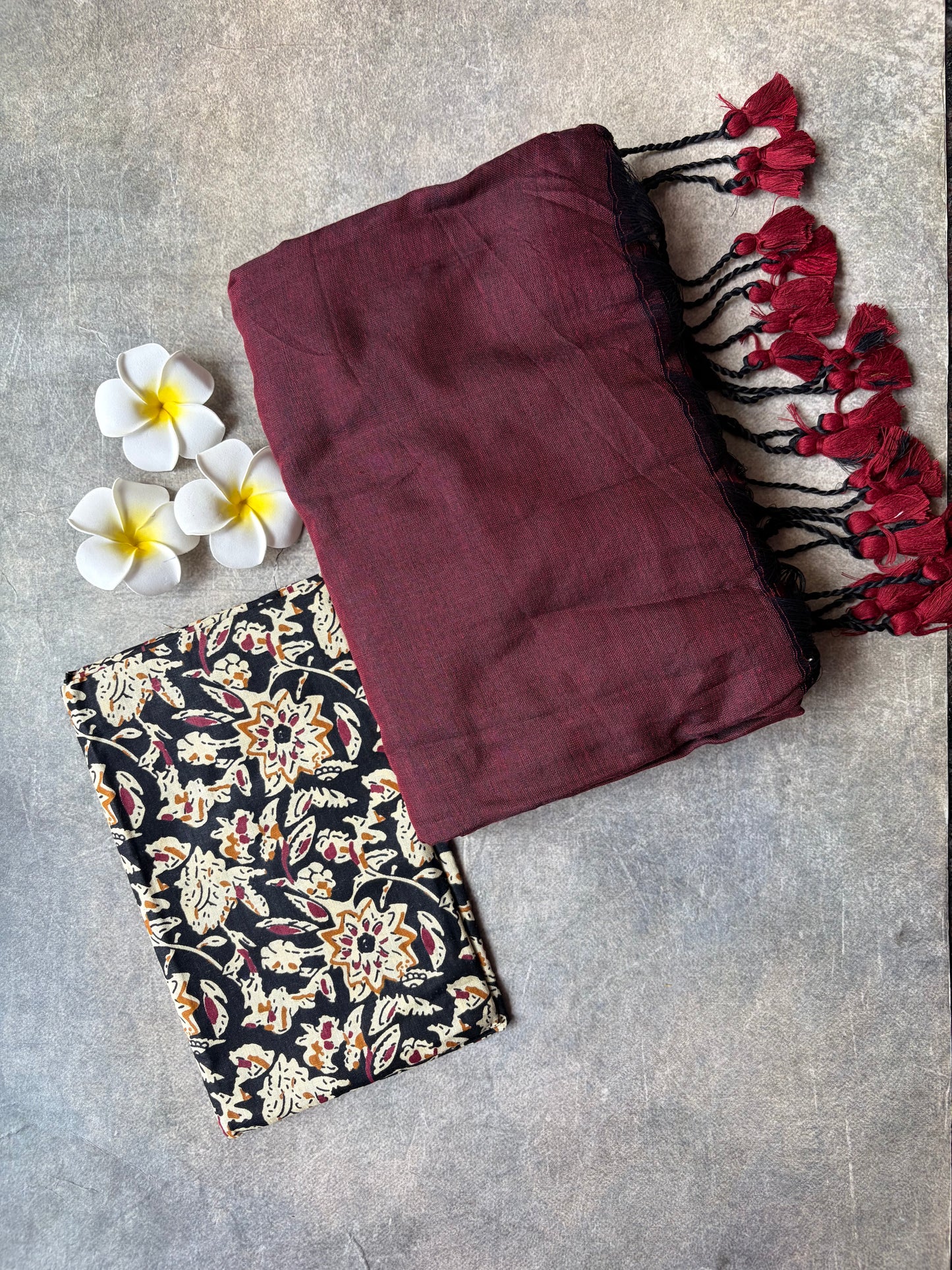 Khadi Cotton Saree Maroon | TLL721