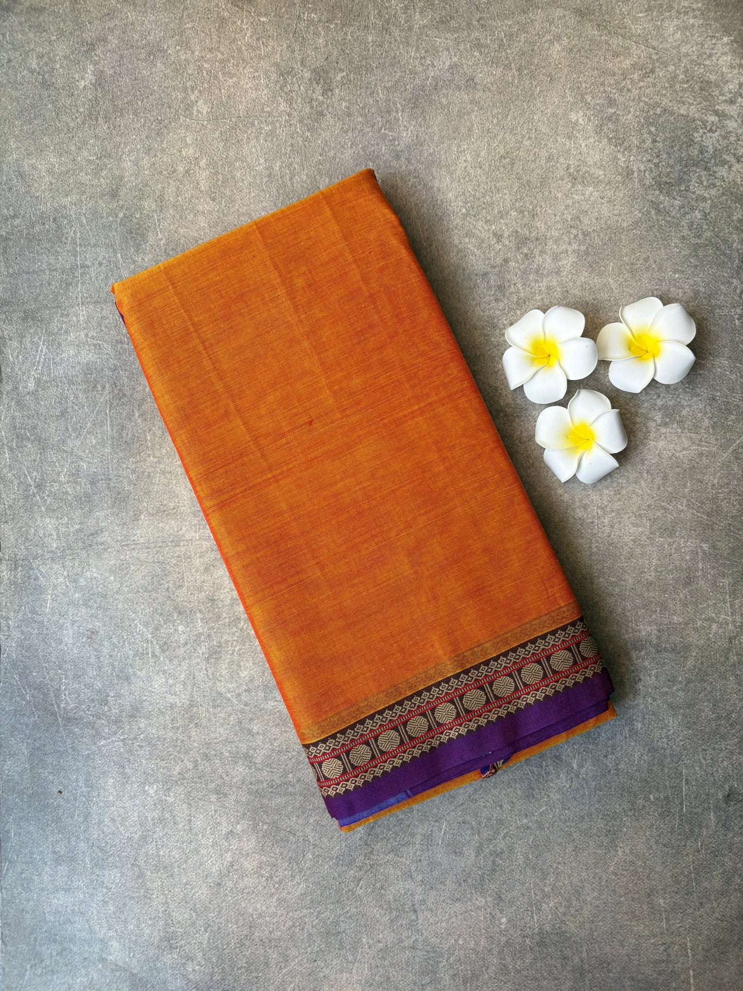 Narayanpet Cotton Saree Orange | TLL447