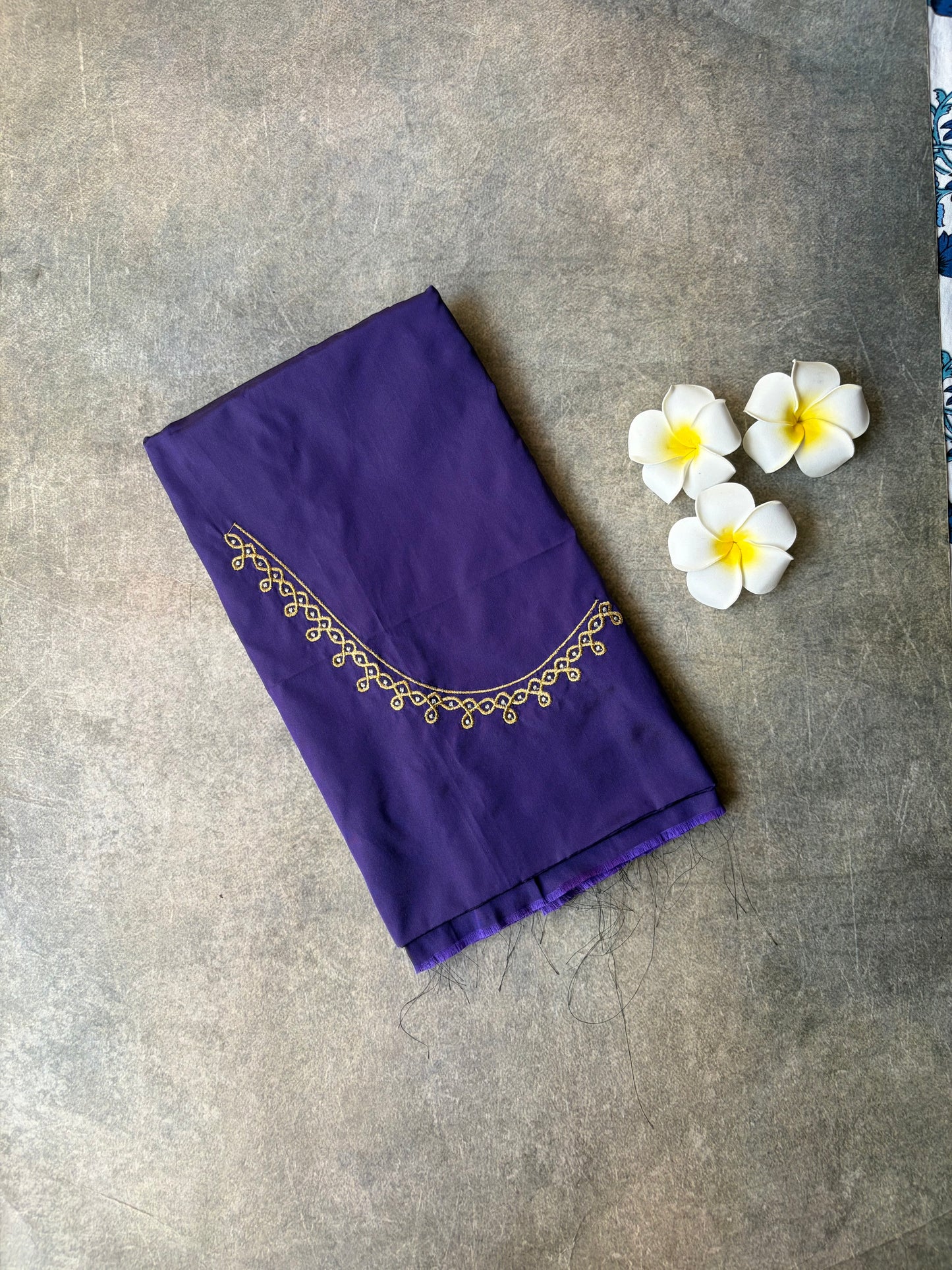 Kolam Embroidery work Silk Blouse Piece Violet | TLL 351