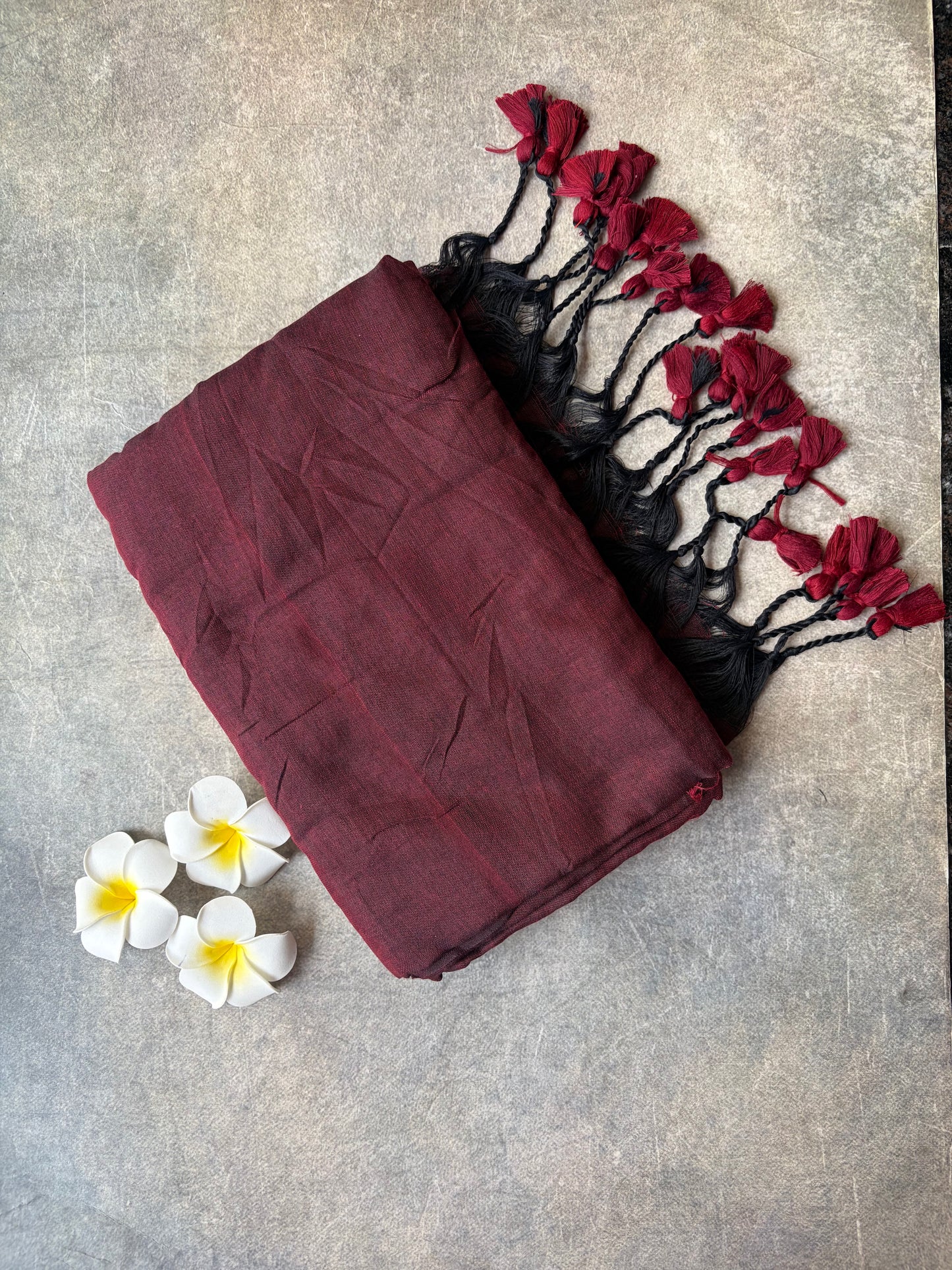 Khadi Cotton Saree Maroon | TLL727