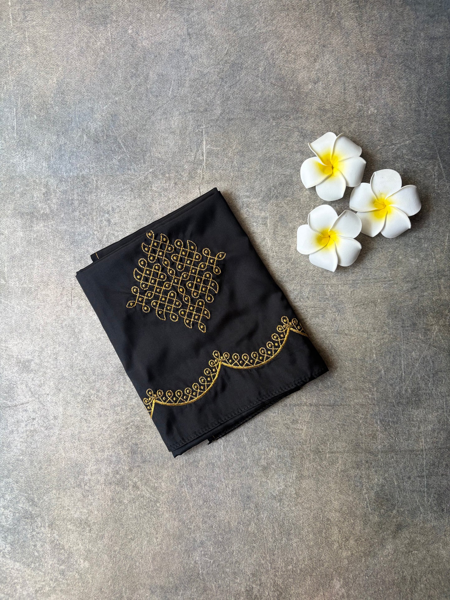Kolam Embroidery Work Silk Blouse Piece Balck | TLL363
