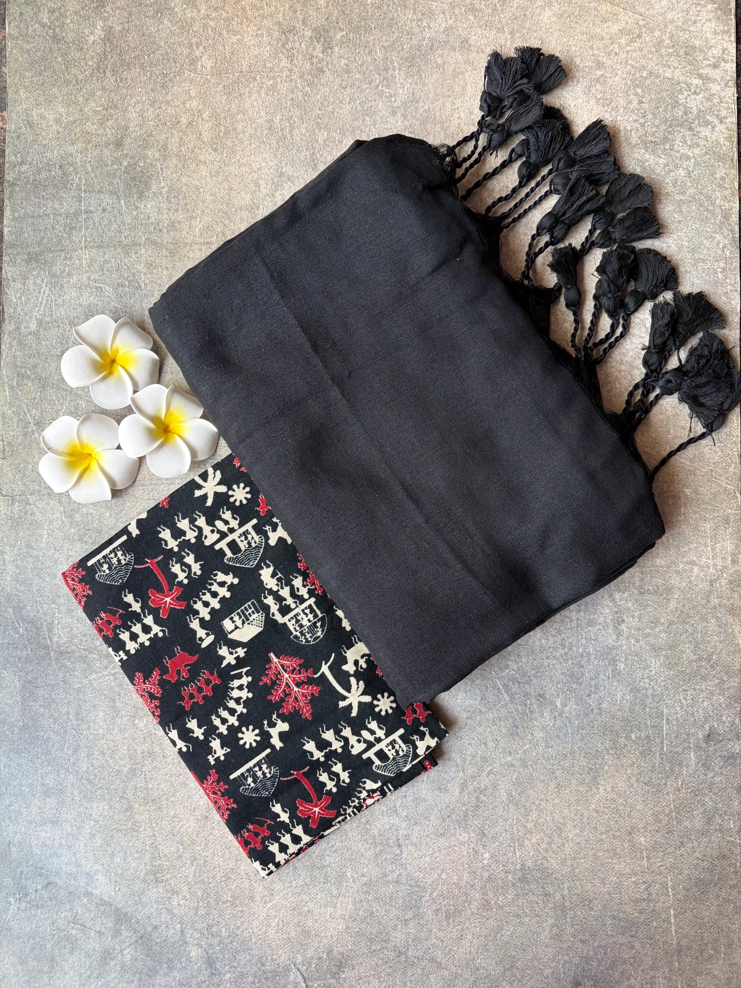 Khadi Cotton Saree Black | TLL712
